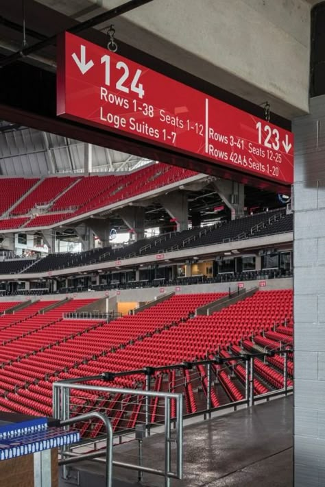 Stadium Signage, Atlanta United Fc, Sign Board Design, Retractable Roof, Wayfinding System, Wayfinding Design, Wayfinding Signage, Positive Energy, Interior And Exterior