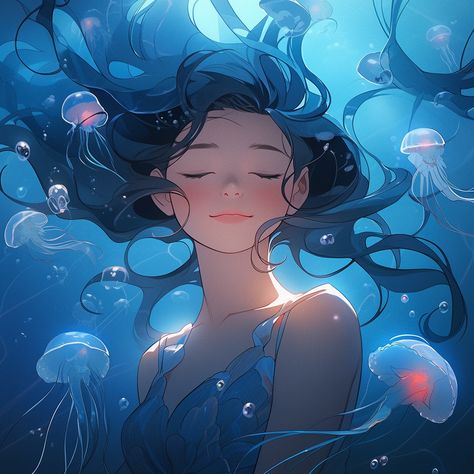 #jellyfish #woman #ocean #swimming #digitalart #fantasy #art #illustration #artwork #artist #mermaid #jellyfishart #fantasyart #illustrationart #artworkart #artistsoninstagram #creative #imagination #inspiration #serenity #peaceful #underwater #marinelife Black Woman Underwater, Jellyfish Girl Drawing, Girl Underwater Drawing, Underwater Hair Drawing, Hair Underwater Drawing, Hair Floating In Water, Ocean Drawing Underwater, Jellyfish Woman, Underwater Woman