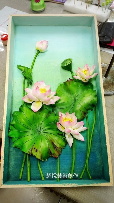 Lotus Clay Art, Ganesh Clay Art On Canvas, Buddha Clay Art On Canvas, Lotus Texture Painting, Lotus Clay Art On Canvas, Lotus Sculpture, Ganesh Art Paintings, Lotus Painting, Flower Canvas Wall Art