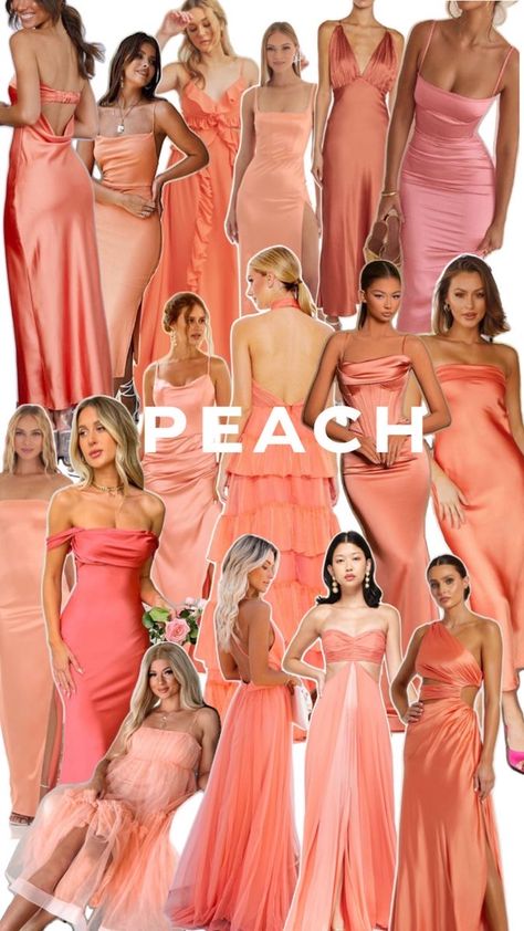 Peachy Wedding Dress, Wedding Guest Dress Coral, Bridesmaid Dresses Orange Coral, Orange Peach Bridesmaid Dresses, Shades Of Peach Bridesmaid Dresses, Peach And Pink Bridesmaid Dresses, Burnt Peach Bridesmaid Dresses, Bridesmaid Pink Dress, Peach Orange Bridesmaid Dresses