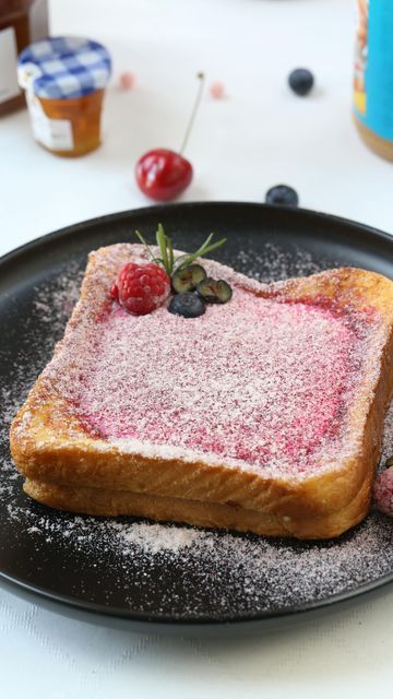 Strawberry Lava Toast, Lava Toast, Strawberry Jam Toast, Jam On Toast Aesthetic, French Toast Pbj, Strawberry Jam On Toast, Toast With Butter Aesthetic, Strawberry Toast, Brunch Aesthetic