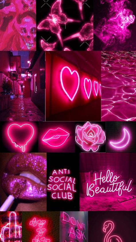 Neon Collage Wallpaper, Wallpapers Collage, Preppy Backgrounds, Iphone Screensaver, Punk Collage, Aesthetic Baddie, Trippy Iphone Wallpaper, Pink Street, Barbie Aesthetic