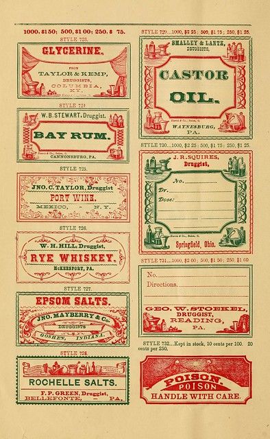 New sample book of cut and gummed druggists' labels._ 1874… | Flickr Vintage Bottle Labels, Vintage Labels Printables, Vintage Foto's, Apothecary Labels, Etiquette Vintage, Labels Printables Free, Free Labels, Vintage Junk Journal, Label Templates