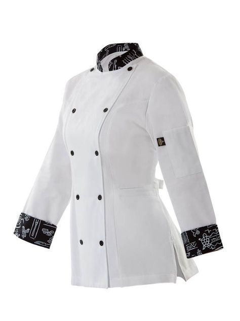 Chef Dress For Women, Chef Coat Design, Chef Jackets Women, Chef Jackets Design, Chef Dress, Cook Clothes, Restaurant Uniforms, Chef Jackets, Chef Wear