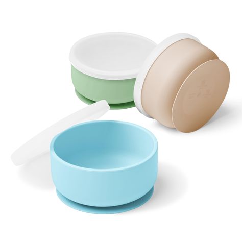 PRICES MAY VARY. Silicone baby bowls with suction set | Includes 6 pieces, perfect for babies aged 6 months and older; 3 suction bowls with transparent lid. Baby led weaning supplies | Enhances baby's self-development through the baby-led weaning approach. Ensures secure suction on all flat surfaces, preventing messy mealtime experiences. Safe material | Crafted from 100% food-grade silicone, ensuring no odors or taste alterations to food. BPA, PVC, latex, and phthalates free for peace of mind. Bowls With Lids, Beige Baby, Aesthetic Galaxy, Baby Bowls, Silicone Bowl, Led Weaning, Baby Led Weaning, Food Goals, Silicone Babies