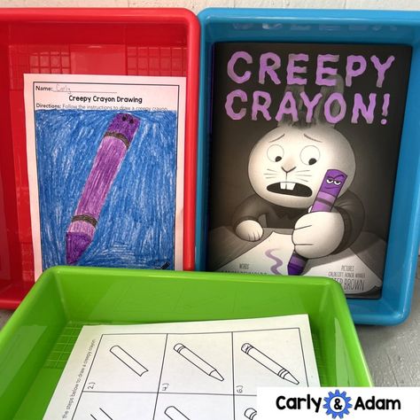 The Creepy Crayon, Buddy Activities Elementary, Creepy Crayon Activities, Creepy Crayon, Creepy Carrots, Crayon Activities, Creepy Books, Halloween Crayons, Crayon Book