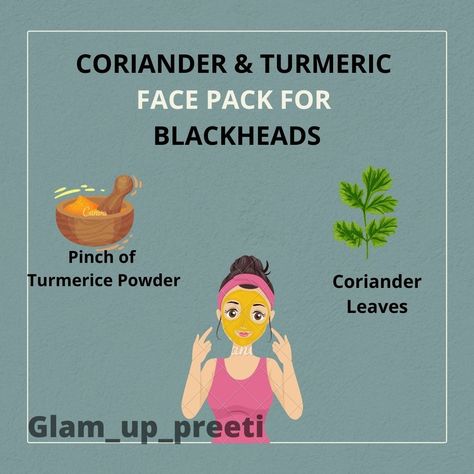 Turmeric Face Pack, For Blackheads, Rid Of Blackheads, Powder Face, Face Pack, Turmeric Powder, Get Rid Of Blackheads, Coriander Leaves, Blackheads