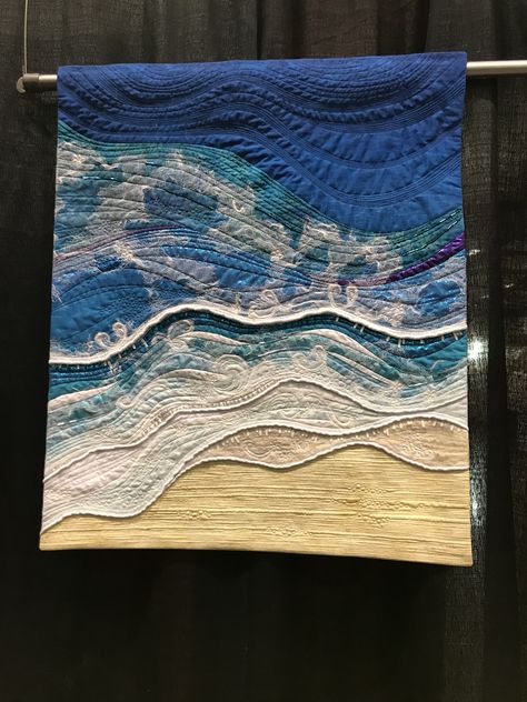 Seascape Textile Art, Water Textiles, Weaving Samples, Tapestry Inspiration, Aquatic Theme, Slow Sewing, Ocean Tapestry, Water Fashion, Collage Fabric