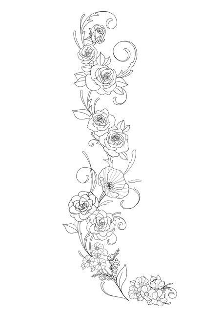 Places I've lived-flowers - leg tattoo Vine Of Different Flowers Tattoo, Flowers Around Leg Tattoo, Flower Trail Tattoo, Flowers On Vines Tattoo, Flower Vine Leg Tattoo, Roses Leg Tattoo, Flowers And Vines Tattoo, Rose Leg Tattoo, Vines And Flowers Tattoo