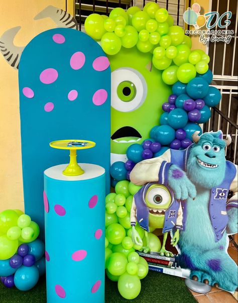 Monster Inc Backdrop, Monster Ink Party, Monsters Inc Balloon Garland, Monster Ink Birthday Party Ideas, Monster Inc Party Ideas, Monsters University Birthday Party Ideas, Monsters Inc Decorations, Monster University Birthday, Monster Ink