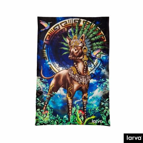 Tapestry "Dios Xólotl" marca larva, tela suave y de calidad, 100% poliéster, diseño a sublimación. Disponible en línea: www.larva.com.mx Visita y realiza tus compras en nuestras sucursales oficiales en CDMX. Día De Muertos, Dia De Muertos, Princess Zelda, Zelda Characters, Fictional Characters, Color, Art, Tela