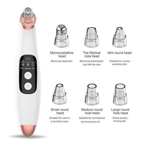 The electric machine with 6 beauty heads is practical tool to remove blackhead, dead skin, acne and clean face deeply. It is suitable for different type of skin.Features:Three adjustable suction levels, suitable for different type of skin.Six kinds of different beauty heads to exfoliate dead skin and remove blackhead.Easily remove blackhead, acne and clean face deeply, it can also increase blood circulation, minimizes wrinkle effectively and keeping young.Skin-friendly, made by high-quality ABS Different Beauty, Pimple Extractor, Face Cleaner, Pore Vacuum, Blackhead Remover Tool, Blackhead Vacuum, Type Of Skin, Dead Skin Removal, Pore Cleaner