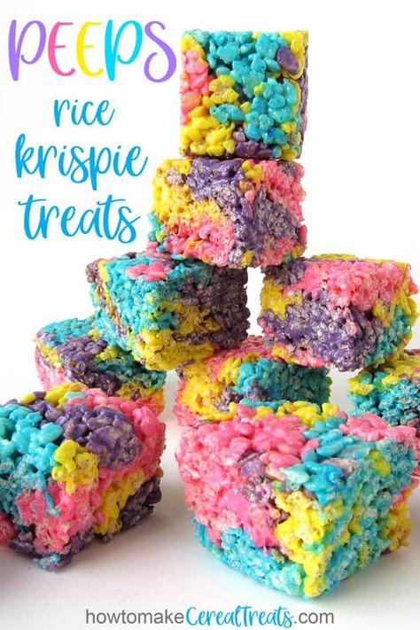 Easter Rice Crispy Treats, Peeps Dessert, Peeps Rice Krispie Treats, Treats For Easter, Peeps Treats, Peeps Recipes, Easter Rice Krispie Treats, Peeps Marshmallow, Easter Deserts