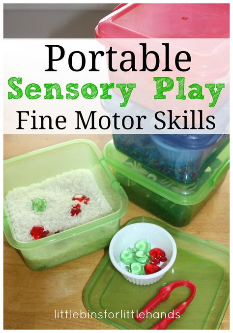 Portable mini sensory bins for fine motor skills activities.  So small and easy to store! Individual Sensory Bins Preschool, Preschool Sensory, Sensory Tubs, Sensory Diet, Preschool Fine Motor, Sensory Boxes, Sensory Integration, Fine Motor Skills Activities, Motor Skills Activities