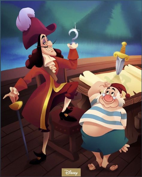 Captain Hook and Smee Captain Hook Peter Pan, Mr Smee, Peter Pan Art, Terra Do Nunca, Peter Pan And Tinkerbell, Princess Drawings, Walt Disney Animation Studios, Captain Hook, Dog Costumes