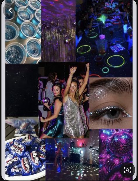 Space Theme Party Outfit College, Sparkly Bday Party, Clubbing Party Theme, Space Theme Party Aesthetic, Cosmic Disco Party, Intergalactic Party Theme, Gemini Birthday Party Theme, Space Themed Birthday Party Outfit, Glittery Birthday Party