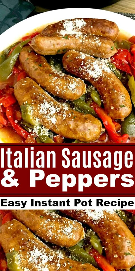 Instant Pot Italian Sausage Recipes, Instant Pot Sausage And Peppers, Sausage Instant Pot Recipes, Oven Sausage And Peppers, Instant Pot Sausage Recipes, Oven Sausage, Sausage And Peppers Crockpot, Italian Sausage Peppers, Peppers Pasta