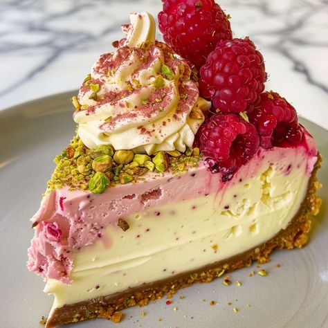 Optimal Recipes Pistachio Raspberry Cake, Optimal Recipes, Healthy Cheesecake Recipes, Healthy Cheesecake, Cheesecake Cake, Raspberry Cheesecake, Dessert Salads, Food Dessert, Cheesecake Recipe