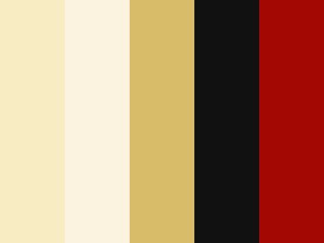 Black White Red Gold Color Palette, Red Yellow Black White Color Palette, Red Black And Gold Color Palettes, Wand Ideas, Pantone Color Chart, Flat Color Palette, Color Pantone, Album Aesthetic, Gold Wedding Colors