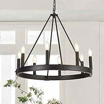 Modern Industrial Kitchen, Kitchen Island Pendant Light, Dining Room Modern, Industrial Kitchen Island, Chandeliers For Dining Room, Foyer Living Room, Rustic Light Fixtures, Farmhouse Light Fixtures, Wheel Chandelier