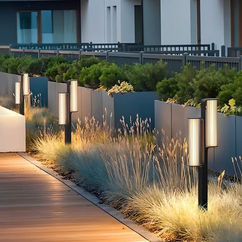 This modern outdoor light is made of quality stainless steel and acrylic materials. And the lawn light with creative waterproof design has been carefully crafted, with a strong and natural texture. This garden light has exquisite details and is easy to install. Here are two specifications to choose from, suitable for different spaces and scenarios. With classic design and elegant appearance, our outdoor post lights can be widely used in front porch, backyard, courtyard, street, garden, sidewalk, Modern Pathway, Garden Sidewalk, Sidewalk Lighting, Landscape Lighting Ideas, Landscape Pathway, Outdoor Pathway Lighting, Led Landscape Lighting, Pathway Lights, Cozy Backyard