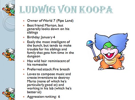 Profiles: Ludwigh von Koopa Ludwig Von Koopa Fanart, Ludwig Von Koopa, Sonic Nintendo, Bowser Jr, King Koopa, Mario Plush, Mario Stuff, Mario Fan Art, Nintendo Sega