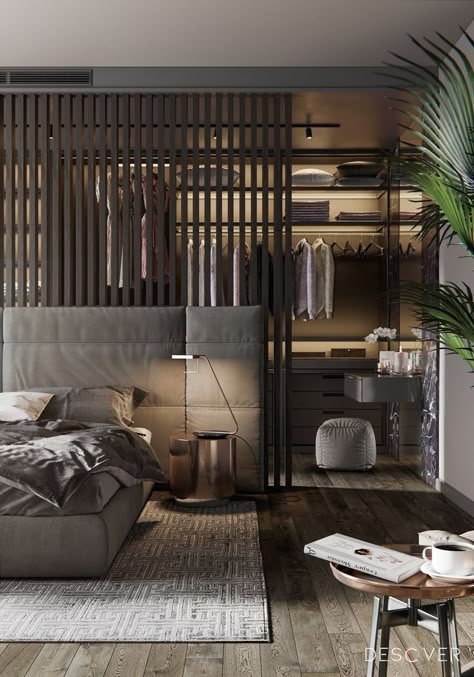 Bedroom Closet Design, Vinyl Decor, Modern Bedroom Design, Apartment Interior Design, Home Room Design, Apartment Interior, Design Case, Apartment Design, Luxurious Bedrooms