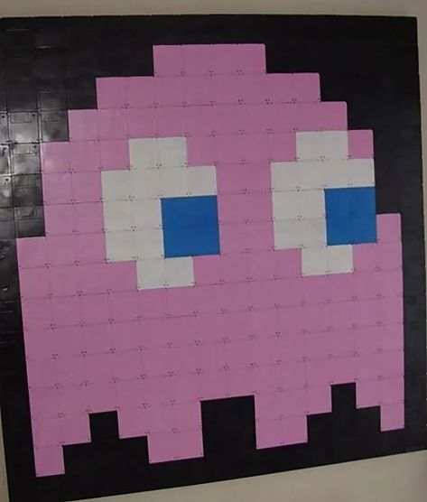 Pink Floyd Perler Beads, Pacman Cross Stitch, Perler Bead Pacman, Pac Man Ghost, Floppy Disk Pixel Art, Pixel Pacman, Floppy Disk, Plastic Canvas, Mosaic Art