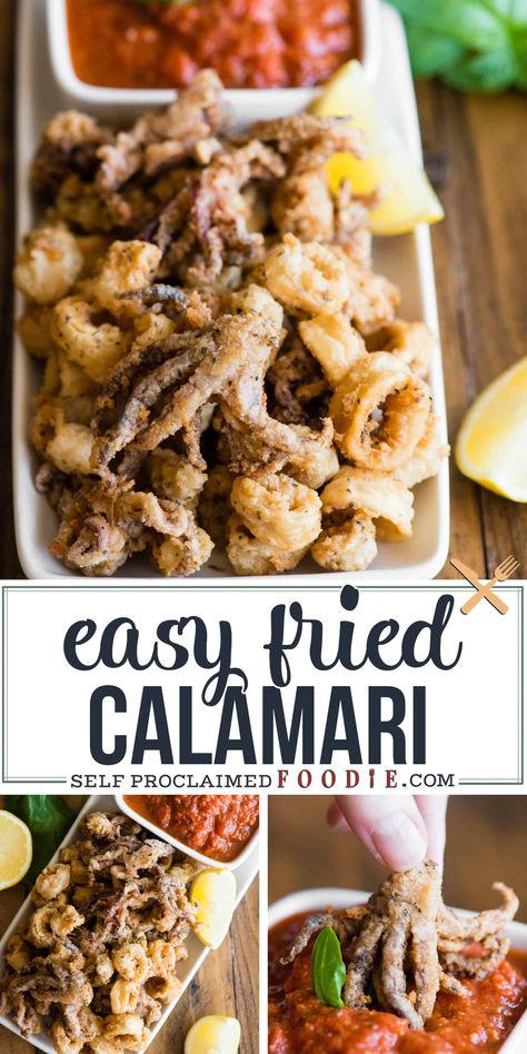 Fried Calamari Recipe, Calamari Recipe, Calamari Recipes, Squid Recipes, Italian Dinner Recipes, Crockpot Dinners, Fried Calamari, Delicious Appetizer Recipes, Food Appetizers