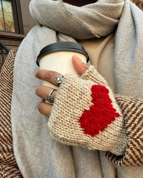 Lauren Dozier on Instagram: “I couldn’t think of a caption about love and coffee that didn’t feel painfully millennial” Caption About Love, Heart Fingerless Gloves, Knit Fingerless Gloves, Love Captions, Fingerless Gloves Knitted, Embroidered Heart, About Love, Mitten Gloves, Fingerless Gloves