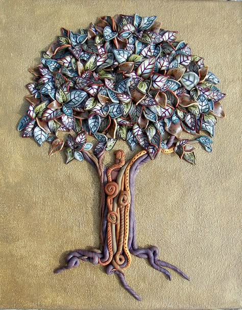 An example of what my friend Laura Fesser does with clay.  Isn't it awesome? Clay Tree, Clay Wall Art, Clay Wall, Poly Clay, Fimo Clay, Clay Design, Polymer Clay Projects, Art Clay, Polymer Clay Tutorial