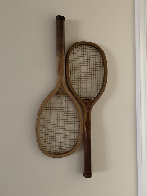 Tennis Racket Art Wall Decor, Vintage Tennis Racket Decor, Tennis Racket Decor, Toddler Boy Room Decor, Townhouse Interior, Toddler Boys Room, Tennis Rackets, Kids Interior, Boys Room Decor