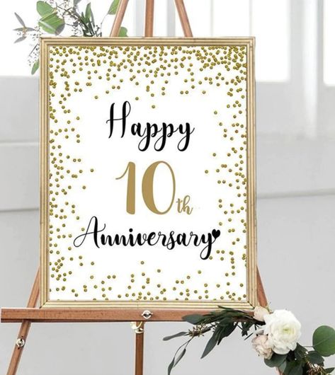 Anniversary Party Dress, Happy 10 Year Anniversary, 10 Years Anniversary, Wedding Anniversary Decorations, Happy 10th Anniversary, Wedding Anniversary Photos, Wedding Anniversary Card, Diy Swimming Pool, 10th Wedding Anniversary