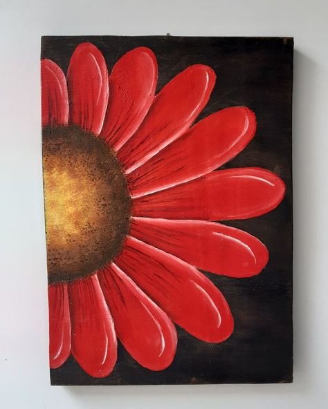 Red Painting Ideas Easy, Red Flower Painting Easy, Red Painting Ideas, Art Akrilik, Abstract Painting Diy, Kids Canvas Art, Easy Flower Painting, Modern Art Paintings Abstract, Flower Painting Canvas