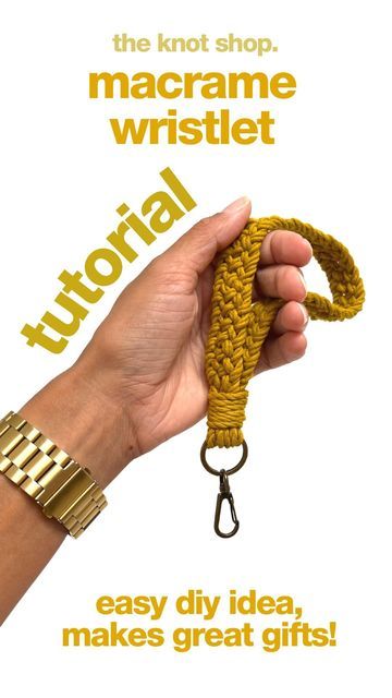 theknotshop | bobbiny | ganxxet | fibre art | macrame on Instagram: "tutorial time ✨ here’s a fun little accessory to try 😏 all you need is a key ring, scissors, measuring tape + 5 meters of your favourite cord- we used 3mm 3-ply in our new spicy yellow 🔥 these make great gifts + dare we say, stocking stuffers 🫢 leave a comment if you’re trying this one👇 ✂️ supplies used are tagged 🧶 60+ cord colours available 👉 follow us for more tutorials 🏷 #tutorial #tutorialtuesday #tutorialtime #macr Macrame Wristlet Tutorial, Wristlet Tutorial, Instagram Tutorial, Fibre Art, Macrame Tutorial, I ❤ Ny, Diy Keychain, Measuring Tape, Macrame Diy