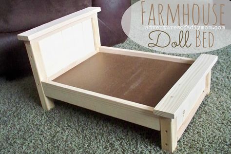 DIY Farmhouse Doll Bed for American Girl Dolls Doll Bed Diy, American Girl Doll Bed, Girls Furniture, Baby Doll Bed, Farmhouse Bed, American Girl Doll House, American Girl Diy, Куклы American Girl, American Girl Doll Furniture