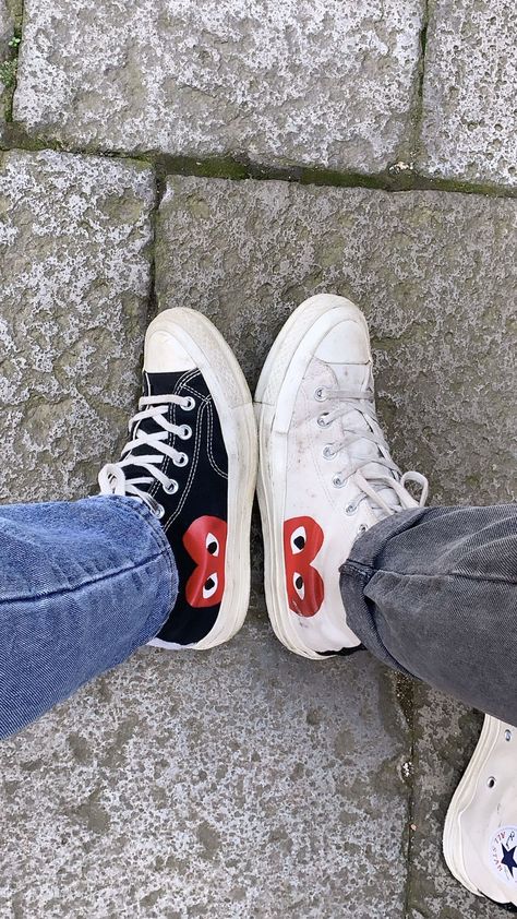 Converse Play Comme Des Garcons Outfit, Comme Des Garcons Shoes Outfit, Converse Comme Des Garcons Outfit Women, Converse Cdg Outfit Woman, Comme Des Garcons Converse Outfit, Comme Des Garcons Outfit, Balenciaga Shoes Outfit, Cdg Outfit, Cdg Converse Outfit