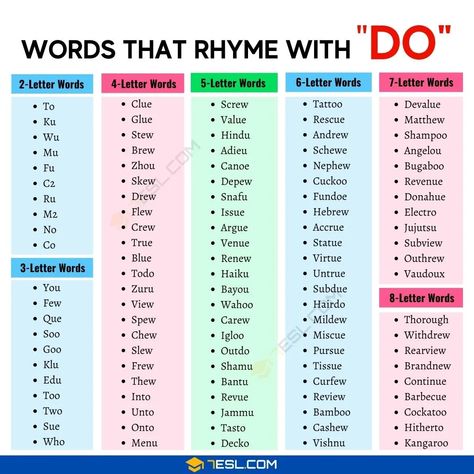 Words that Rhyme with Do Rhyming Words List, Rhyme Words, Winter Rhymes, 6 Letter Words, 2 Letter Words, 3 Letter Words, Words List, Three Letter Words, You Poem