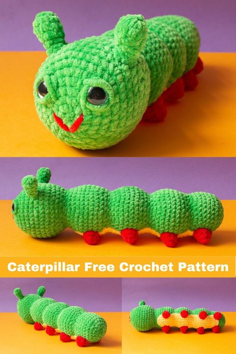 Amigurumi Free Pattern Caterpillar, Crochet Bug Amigurumi, Free Caterpillar Crochet Pattern, Crochet Catipillar, Caterpillar Sewing Pattern, Crochet Catipillar Free Pattern, Easy No Sew Amigurumi, Bugs Crochet Pattern Free, Free Bug Crochet Pattern