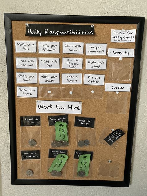 Chore Charts With Money, Command Center Chore Chart, Chore Store Ideas, Chores Money Chart, Kid Chores For Money, Chore Money Chart, Kids Earn Money Ideas Chore List, Chore Chart With Money Reward System, Chore Chart Ideas Diy