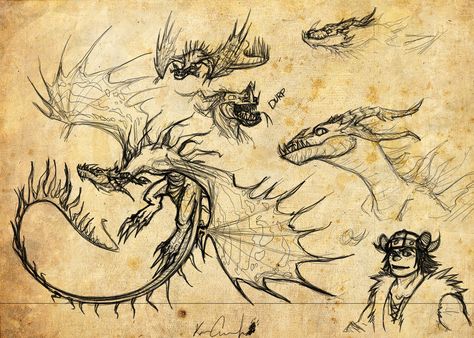 WARNING: BIG damn file. XD Nothing exciting just some Monstrous Nightmare doodles I poo'd out this evening. And Snotlout...cuz he's fun to draw. Aaaand another awesome paper texture, that I dont re... Monstrous Nightmare, Httyd Art, Httyd Dragons, Dragon Sketch, Dragon Trainer, Like A Cat, Dragon Drawing, Book Dragon, How Train Your Dragon