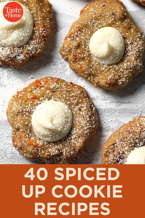 40 Spiced Up Cookie Recipes Spicy Cookies Recipes, Spicy Cookie Recipes, Allspice Cookies, Chili Cookies, Spicy Cookies, Icing For Gingerbread Cookies, Spice Cookies Recipe, Iced Pumpkin Cookies, Peppermint Chocolate Chip Cookies