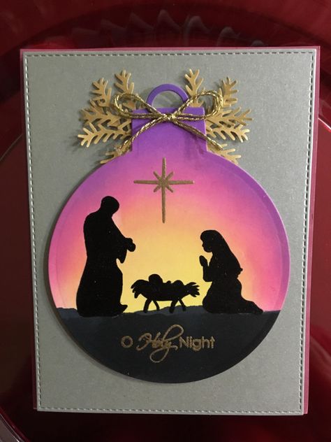 Splitcoaststampers Nativity Silhouettes Christmas Card Nativity Scene Silhouette Christmas Cards, Christmas Cards With Nativity Scene, Nativity Scene Cards Diy, Simple Nativity Christmas Cards, Christmas Card Nativity Scene, Manger Christmas Cards, Nativity Cards Christmas Handmade, Simple Christian Christmas Cards, Spellbinders Rejoice Nativity Cards