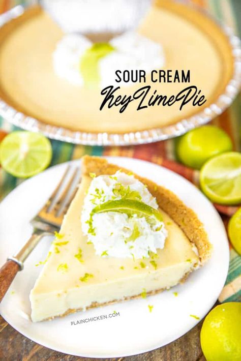 Cinnamon Graham Cracker Crust, Lime Dessert, Plain Chicken Recipe, No Bake Lemon Pie, Frozen Key Lime Pie, Butterfinger Pie, Make Sour Cream, Lime Pie Recipe, Dessert Oreo