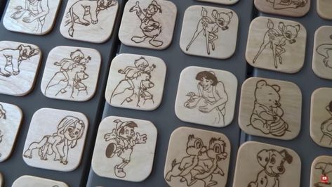 Laser Engraved Memory Game (Disney) : 3 Steps - Instructables Mini Laser Engraver, Support Pictures, Toy Fire Trucks, Christmas Is Over, Cnc Projects, Memory Game, Disney Party, Wooden Christmas Trees, Gift For A Friend