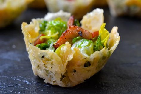 Caesar Salad Parmesan Cups | Every Last Bite Salad Parmesan, Parmesan Cups, Specific Carbohydrate Diet, Mini Burgers, Everyday Dishes, Carbohydrate Diet, How To Double A Recipe, Caesar Salad, Boiled Eggs