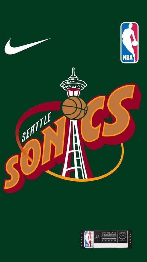 The Seattle SuperSonics #Bringemback #SeattleSuperSonics #fuckhowardschultz #NBA #bringoursonicsback #sonicsfan4life #fuckclaybennett #bringbackoursonics #bringthenbabacktoseattle #seattlesonics #sonics #robbed #neverforget Retro Nba Jerseys, Nikes Wallpapers, Nba Wallpaper, Sports Wallpaper, Nba Merchandise, Logo Football, Seattle Supersonics, Logo Basketball, Basketball Wall