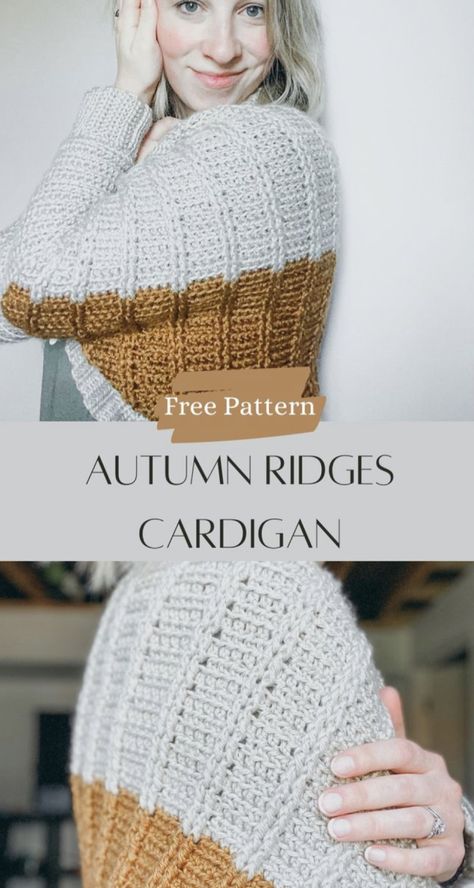 Autumn Ridges Cardigan Free Crochet Pattern Modern Crochet Sweaters & Cardigans, Sport Weight Crochet Cardigan, Crochet Cable Cardigan Pattern Free, Free Crochet Cardigan Patterns, Crochet Sweater Design, Crochet Sweater Dress, Crochet Cardigans, 10 October, Crochet Cardigan Sweater