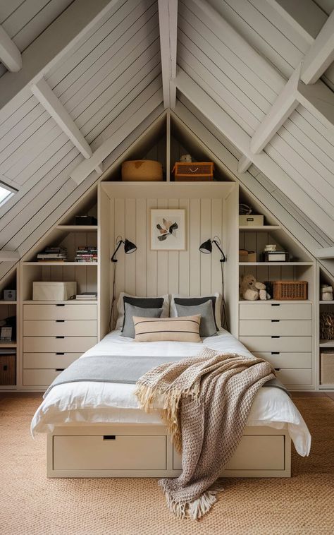 29 Cozy Attic Bedroom Ideas for a Dreamy Retreat Attic Loft Bedroom Ideas, Tiny Attic Bedroom, Renovated Attic, Cozy Attic Bedroom, Loft Bedroom Ideas, Small Attic Bedroom, Frame Bedroom, Attic Bedroom Ideas, Cozy Attic