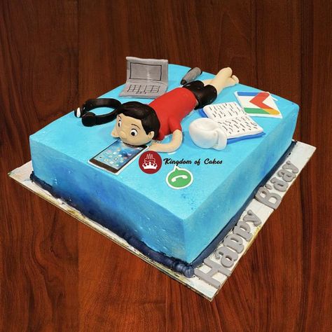 Social Media Cake, One Layer Cake, One Layer Cakes, Customized Cake, Birthday Cakes For Men, Blue Cakes, Cake Online, Cakes For Men, Theme Cake